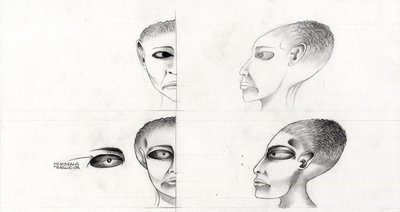 Science fiction illustration (science fiction): study of the face of an alien or alien (alien or alien) from the planet Mars to the conquest of space or universe. Drawing by Alessandro Lonati   1459208   ja       japanese Successfully Translated  Original: 作： アレッサンドロ・ロナティ