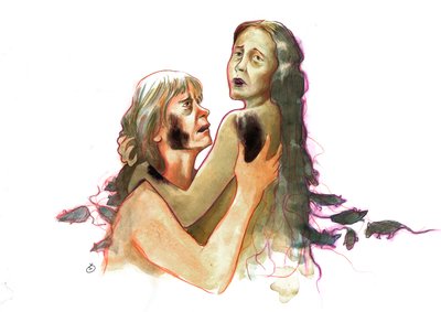 大流行時の腺ペストの犠牲者2人（ペストの犠牲者2人） 作： Alessandro Lonati