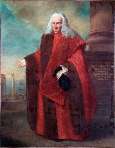 ヴェネツィア共和国元老院議員アンジェロ・メンモ1世の肖像 アレッサンドロ・ロンギ（1733-1813）作 1770 Sun 181x143 cm ヴェネツィア、コレール美術館 作： Alessandro Longhi