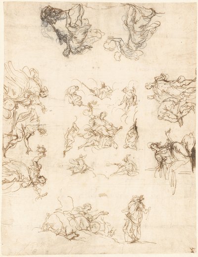 寓意と神話が描かれた仕切りのある天井 作： Alessandro Maganza