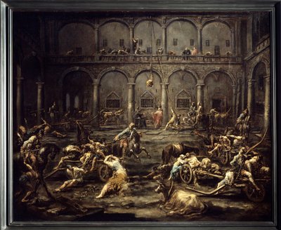 Arrivee des galeriens à la prison de Genes アレッサンドロ・マニャスコ（1667-1749）の絵画 18世紀 日。1,16x1,42 m ボルドー、Musee des Beaux Arts。 作： Alessandro Magnasco