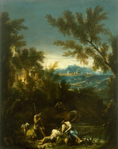 人物のいる風景c。 1715 作： Alessandro Magnasco