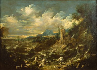 嵐の海のある風景、1720年頃 作： Alessandro Magnasco