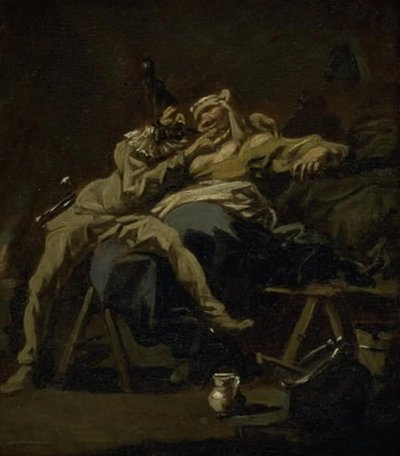 プルチネラとコロンビーナ 作： Alessandro Magnasco