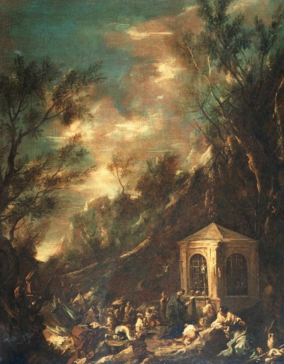 リッサンドリーノことアレッサンドロ・マニャスコ作「巡礼の場面」（1667～1749年）（絵画 作： Alessandro Magnasco