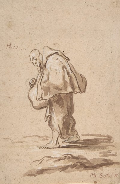 立っている巡礼者修道士。 1705-20。 作： Alessandro Magnasco