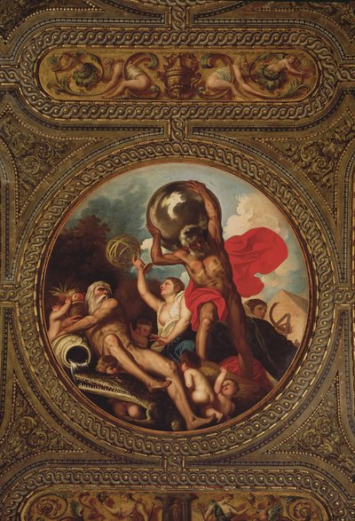 図書館の天井からの天文学の寓話、1635 作： Alessandro Padovanino