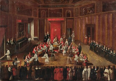 教皇クレメンス 11 世が祝ったアグヌス デイの儀式。 1710年。 作： Alessandro Piazza