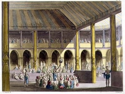 ラーマ神への賛美を歌うバラモンたち、Giulio Ferrario（1767-1847）が編纂した「Il costume antico e moderno...」より。ローマ 作： Alessandro Sanquirico