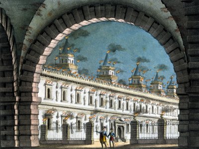 ベリーニのオペラ「海賊」のためのサンキリコの風景画 作： Alessandro Sanquirico