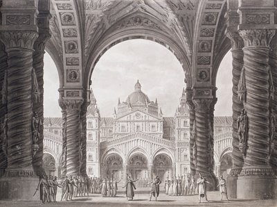 ピーター・ウィンターによるヴァルドミリによるオペラ・セリアの舞台デザイン。 スカラ座、1818年。 作： Alessandro Sanquirico