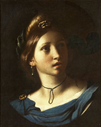 若い女性の肖像、1620年頃（キャンバスに油彩） 作： Alessandro Turchi