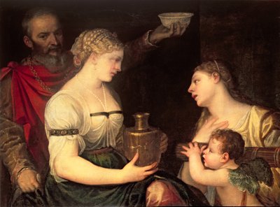ヴェスタ、処女膜、火星、金星の神々を描いた結婚生活の寓意 作： Alessandro Varotari