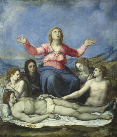 死んだキリストを嘆く（鉛合金に油を塗る） 作： Alessandro attr. to Allori
