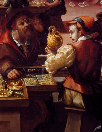 The workshop of the goldsmith オブジェクト、ジュエリーの取引の詳細。(絵画 作： Alessandro di Vincenzio Fei
