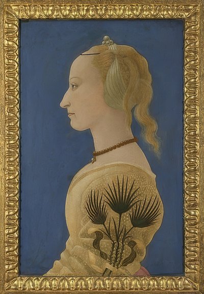 女性の肖像画。 1465年頃 作： Alesso Baldovinetti