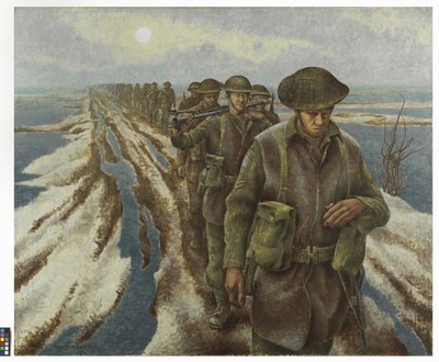 ナイメーヘン近郊の歩兵隊、1940年頃（油彩・キャンバス） 作： Alex Colville