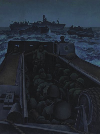 南フランス沖での上陸用舟艇による攻撃 作： Alex Colville