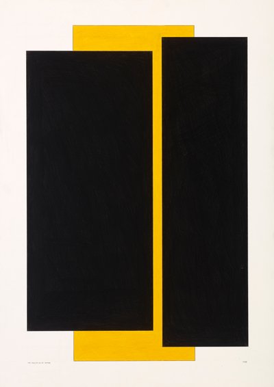 黄地に黒、2022年（カードにエナメル） 作： Alex Dunn