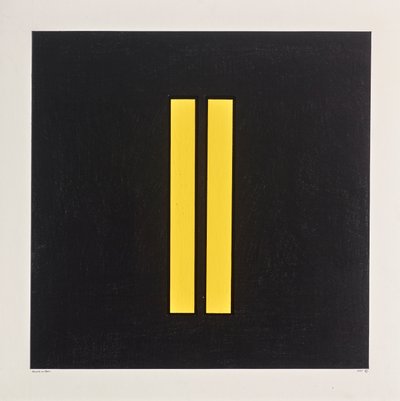 黒地に黄色の柱、2021年（カードにエナメル加工） 作： Alex Dunn