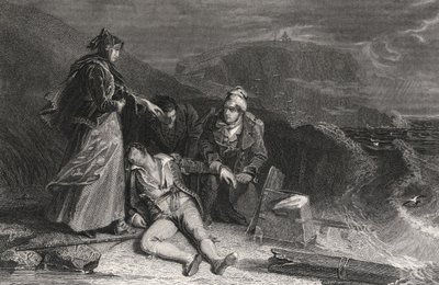 サー・ウォルター・スコット（1771-1832）の「海賊」より、ジョージ・プレスベリーが彫ったクリーブランドの救出シーン（エングレーヴィング 作： Alexander (after) Chisholm