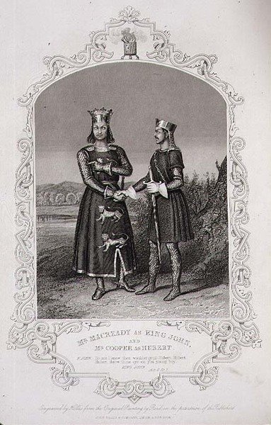 ジョン王のマクレディとヒューバートのクーパー、「ジョン王」第3幕第3場、ジョージ・ホリス（1792-1842）の彫刻、John Tallis & Co.(リトグラフ) 作： Alexander (after) Reid