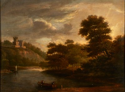 川の風景（パネルに油彩） 作： Alexander (follower of) Nasmyth