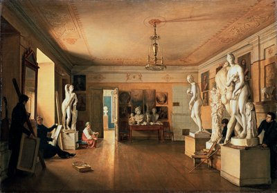 「サンクトペテルブルクの芸術家アレクセイ・ヴェネチアノフのアトリエ」、1827年。 作： Alexander Alexeyev
