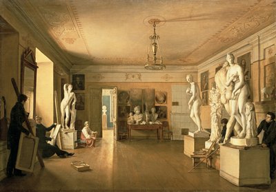 アーティストアレクセイヴェネツィアノフ（1780-1847）1827年のアトリエ 作： Alexander Alexeyevich Alexeyev