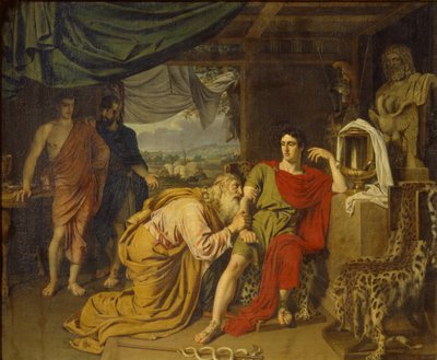 プリアモスは涙を流しながらアキレスを嘆願し、ヘクトールの死体を懇願する、1824年 作： Alexander Andreyevich Ivanov