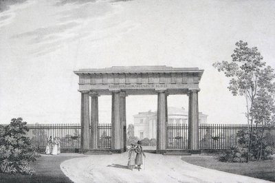 Tsarskoye Seloのキャサリン公園にある私の親愛なる同志の腕の門、1822年 作： Alexander Andreyevich Thon