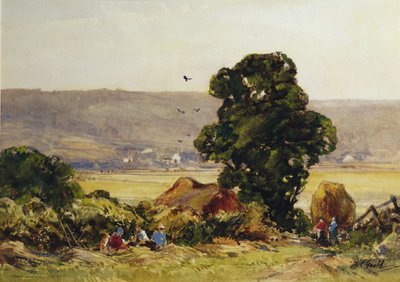 干し草作り（紙に水彩） 作： Alexander Carruthers Gould