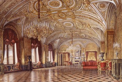 冬の宮殿の内部。 黄金の客間、19 世紀半ば。 作： Alexander Chrisophorovich Kolb