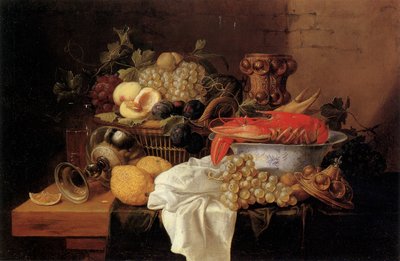 ロブスターと果物の静物 作： Alexander Coosemans