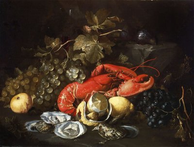 ロブスターと牡蠣の静物画 作： Alexander Coosemans