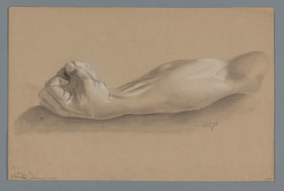 拳を握りしめた腕の石膏模型 作： Alexander Cranendoncq