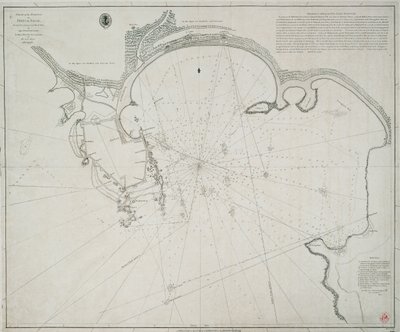 ポイント・ド・ゴール港の海図。1800年1月と3月にデビッド・インベラリティ船長によって測量された。このプレートは、彼の最も恩義あるA.Dalrympleによって、彼に刻まれている。 作： Alexander Dalrymple