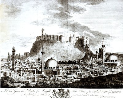 1754年、シリアの都市と城のアレッポのビュー 作： Alexander Drummond