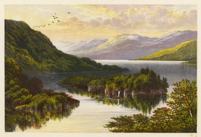 スコットランドの湖の風景：カトリン湖（カラーリトグラフ） 作： Alexander Francis (after) Lydon