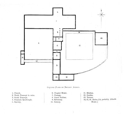 ネットリー修道院の平面図、1897 作： Alexander Francis Lydon