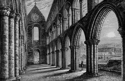 ネーヴ・ルッキング・ウェスト、ジェドバラ修道院、c1880、1897 作： Alexander Francis Lydon