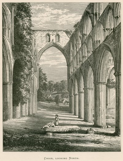 Rievaulx修道院、合唱団、北を見て 作： Alexander Francis Lydon