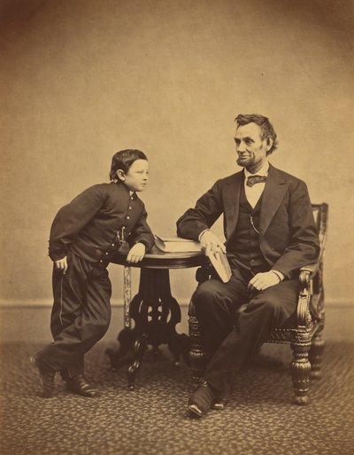 エイブラハム・リンカーンとその息子トーマス（タッド）。 作： Alexander Gardner