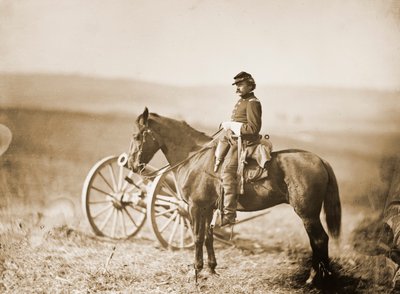 アメリカ南北戦争の馬上のエイドデキャンプ 作： Alexander Gardner