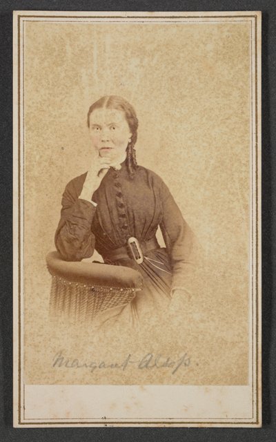 マーガレット・オールソップのカルト・ド・ビジットの肖像画 1865年。 作： Alexander Gardner