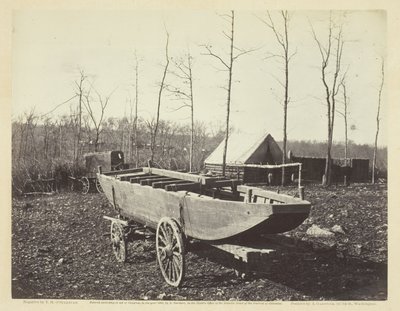 1864 年 2 月、バージニア州ブランデー駅のポンツーン ボート。 作： Alexander Gardner