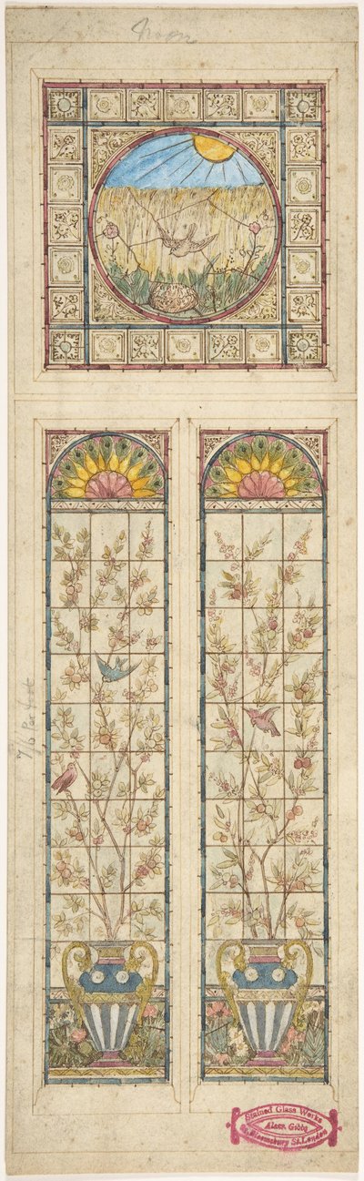 ステンドグラスの窓のデザイン、1866-92年。 作： Alexander Gibbs
