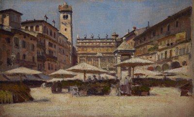 ヴェローナのエルベ広場、1900年頃（キャンバスに油彩） 作： Alexander Gierymski