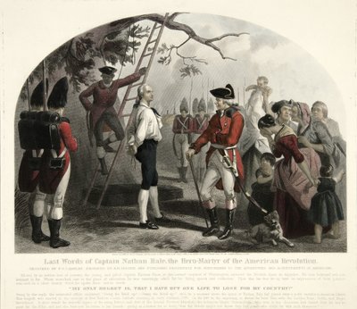 キャプテンネイサンヘイルの最後の言葉？、パブ。 1858（手塗りの彫刻） 作： Alexander Hay Ritchie