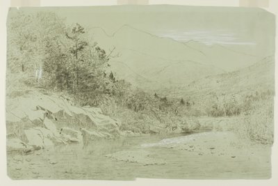 遠くに山がある川の流れ 作： Alexander Helwig Wyant